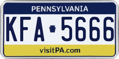 PA license plate KFA5666