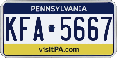 PA license plate KFA5667