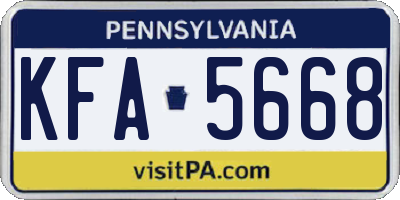 PA license plate KFA5668