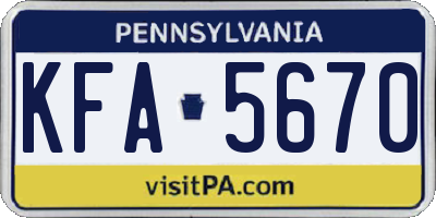 PA license plate KFA5670