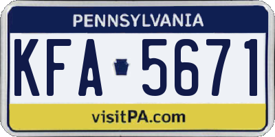 PA license plate KFA5671