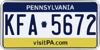 PA license plate KFA5672