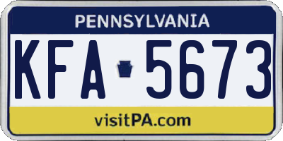 PA license plate KFA5673
