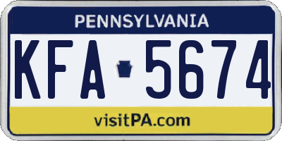 PA license plate KFA5674