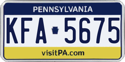 PA license plate KFA5675