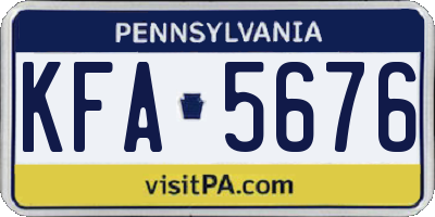 PA license plate KFA5676