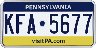 PA license plate KFA5677