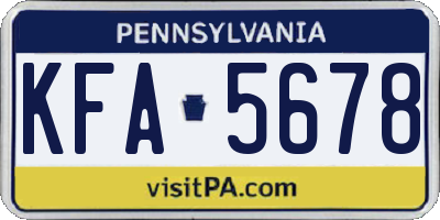 PA license plate KFA5678