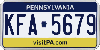 PA license plate KFA5679