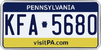 PA license plate KFA5680