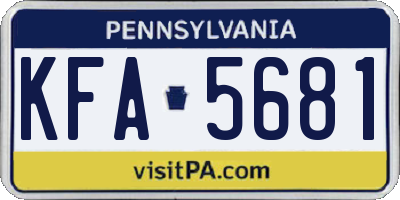 PA license plate KFA5681