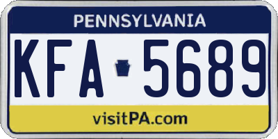 PA license plate KFA5689
