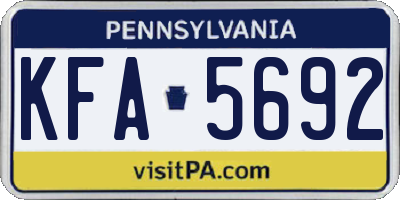 PA license plate KFA5692