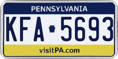 PA license plate KFA5693
