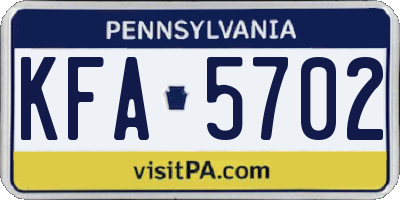 PA license plate KFA5702