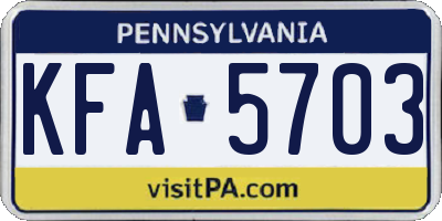 PA license plate KFA5703