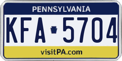 PA license plate KFA5704