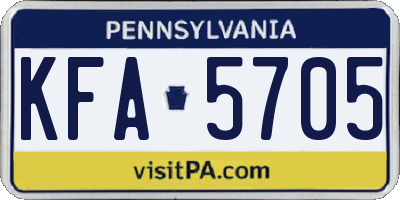 PA license plate KFA5705