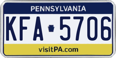 PA license plate KFA5706