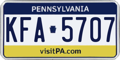 PA license plate KFA5707