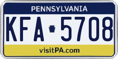 PA license plate KFA5708