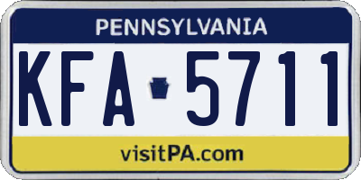 PA license plate KFA5711