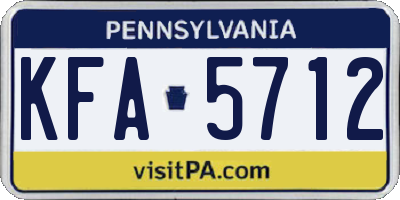 PA license plate KFA5712