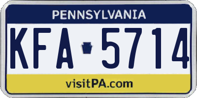 PA license plate KFA5714