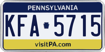 PA license plate KFA5715