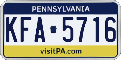 PA license plate KFA5716