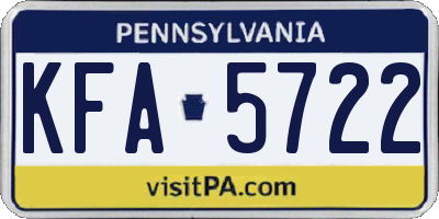 PA license plate KFA5722