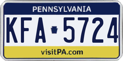 PA license plate KFA5724