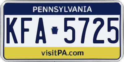 PA license plate KFA5725