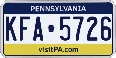 PA license plate KFA5726