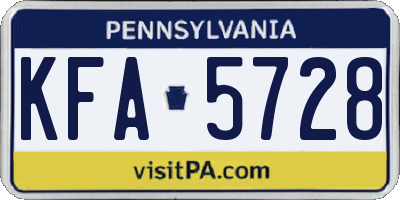 PA license plate KFA5728
