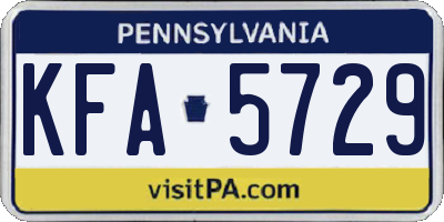 PA license plate KFA5729