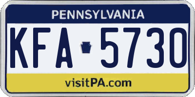 PA license plate KFA5730
