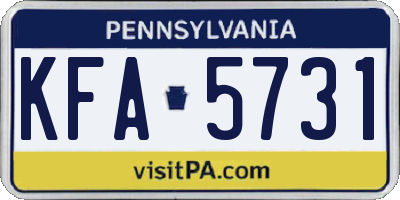 PA license plate KFA5731
