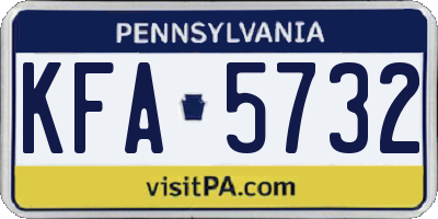 PA license plate KFA5732