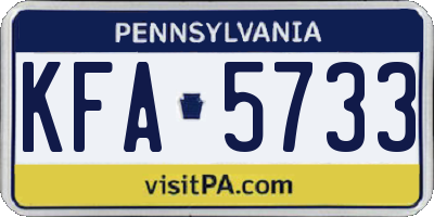 PA license plate KFA5733