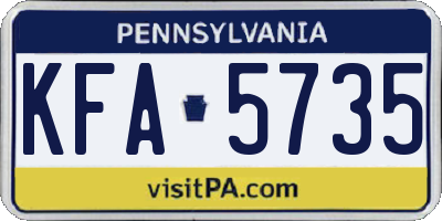 PA license plate KFA5735