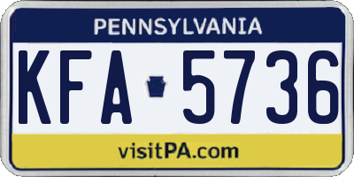 PA license plate KFA5736