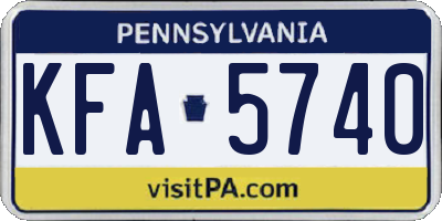 PA license plate KFA5740