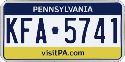 PA license plate KFA5741