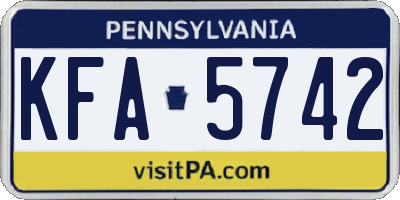 PA license plate KFA5742