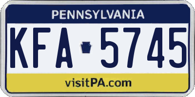 PA license plate KFA5745