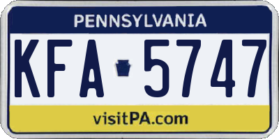 PA license plate KFA5747
