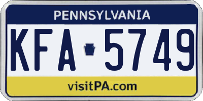 PA license plate KFA5749