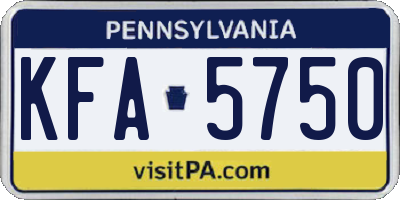 PA license plate KFA5750
