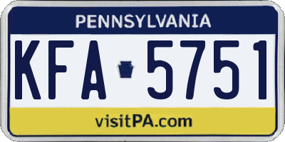 PA license plate KFA5751